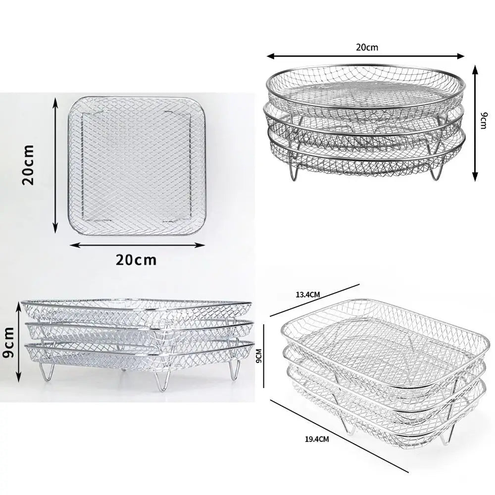 3-Layer Stackable Air Fryer Rack Set | 304 Stainless Steel Air Fryer Rack Nixie