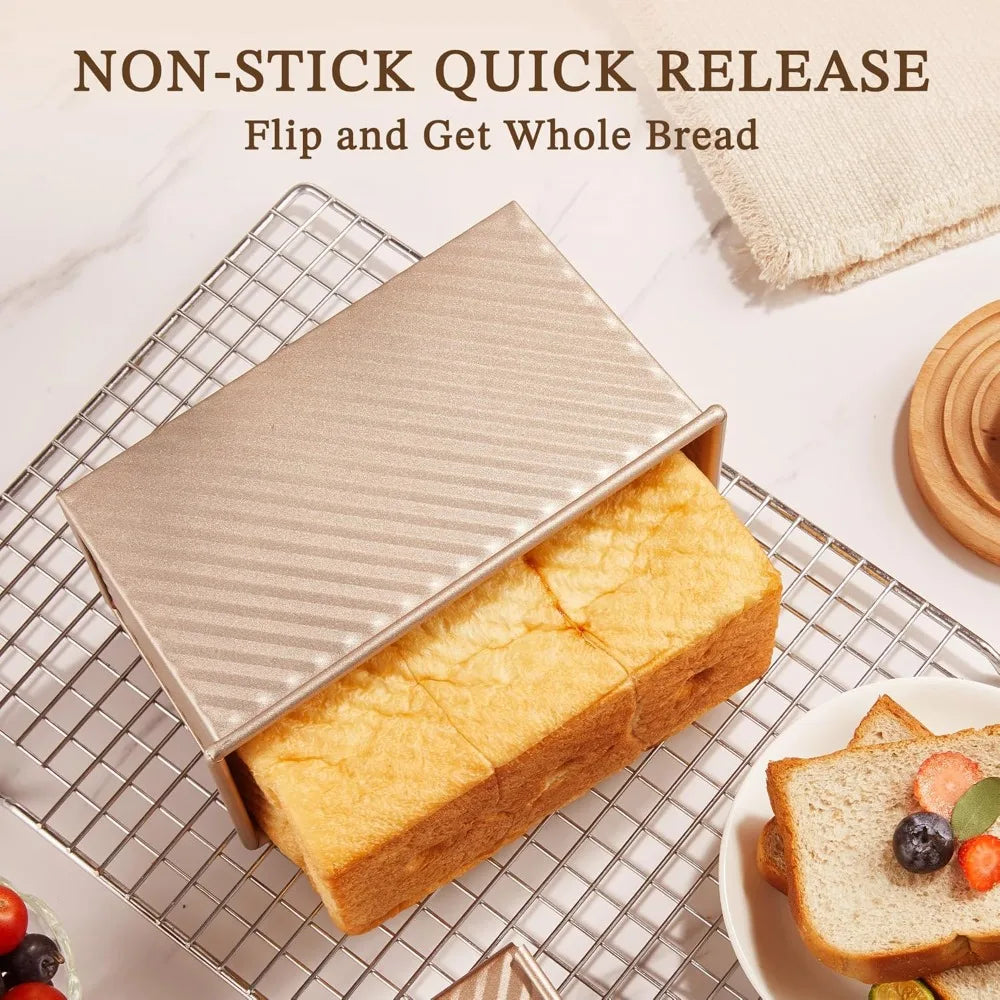 Non-Stick Carbon Steel Rectangle Loaf Pan with Lid | FEB.WIND Bread Loaf Pan Nixie
