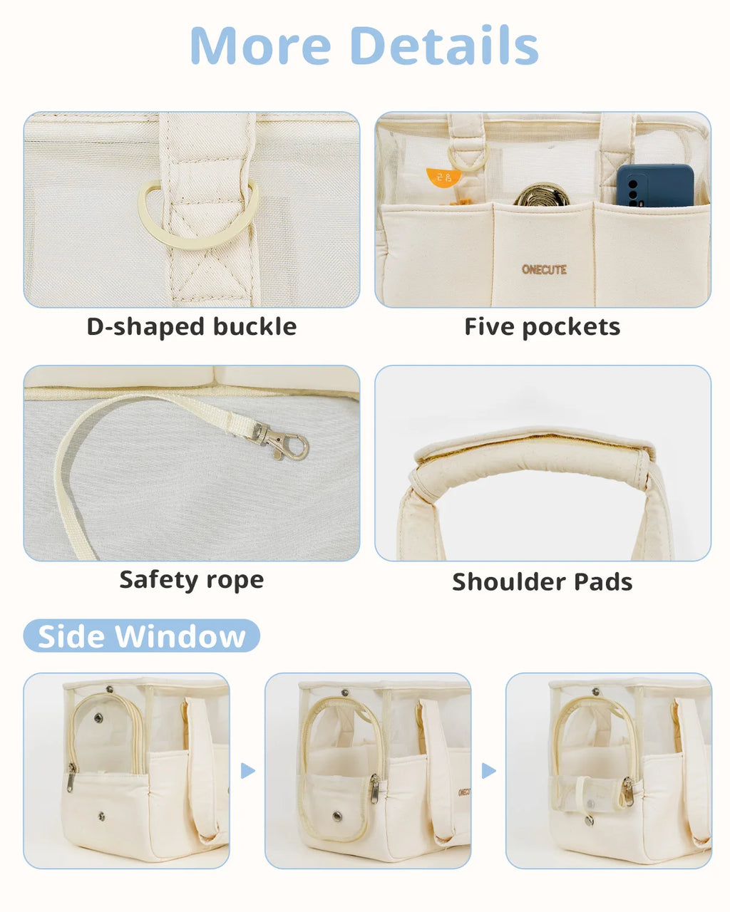 Breathable Cotton Pet Carrier Bag for Cats & Small Dogs Pet Carrier Bag Nixie