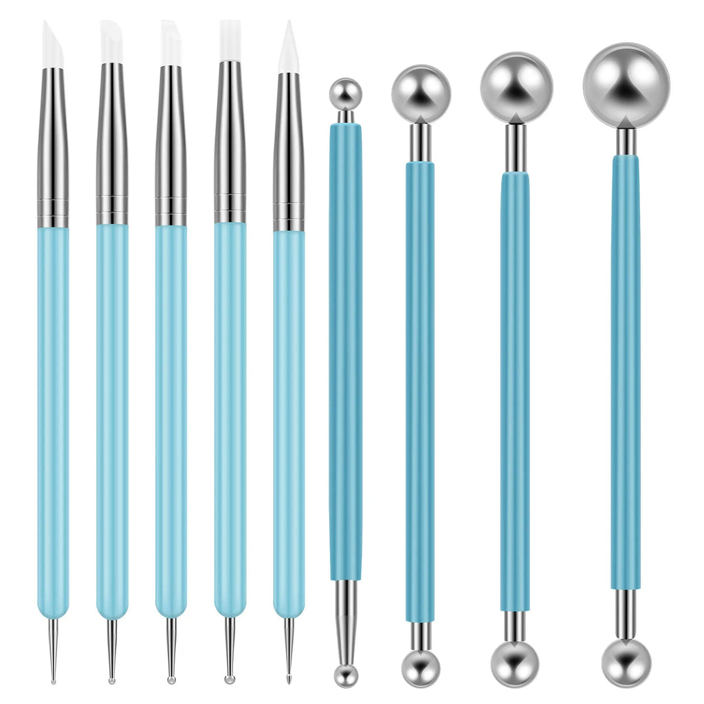 5pc Dual-End Clay Sculpting & Dotting Tools Set – Nail Art Clay Sculpting Tool Set Nixie blue 9 pieces