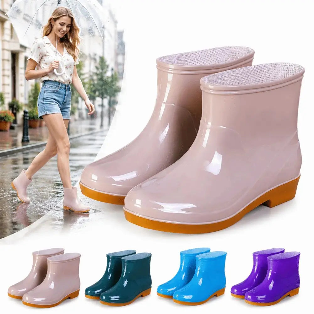 Women's Non-Slip Waterproof Short Rain Boots – Lightweight PVC Women's Rain Boots Nixie
