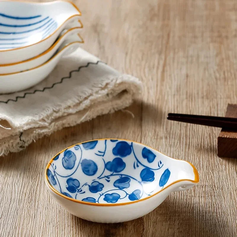 4pcs Blue & White Porcelain Ceramic Soy Dipping Sauce Dishes Ceramic Dipping Dishes Nixie