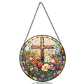 Stained Glass Cross Suncatcher 9.84" – Window Hanging Decor Glass Window Suncatcher Nixie color