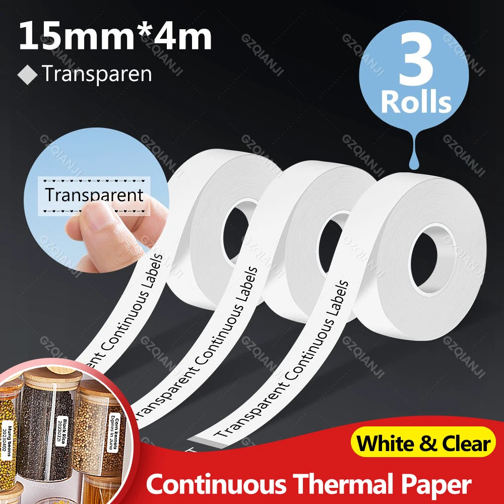 3-Pack Marklife Continuous Thermal Label Paper 15mm x 4m