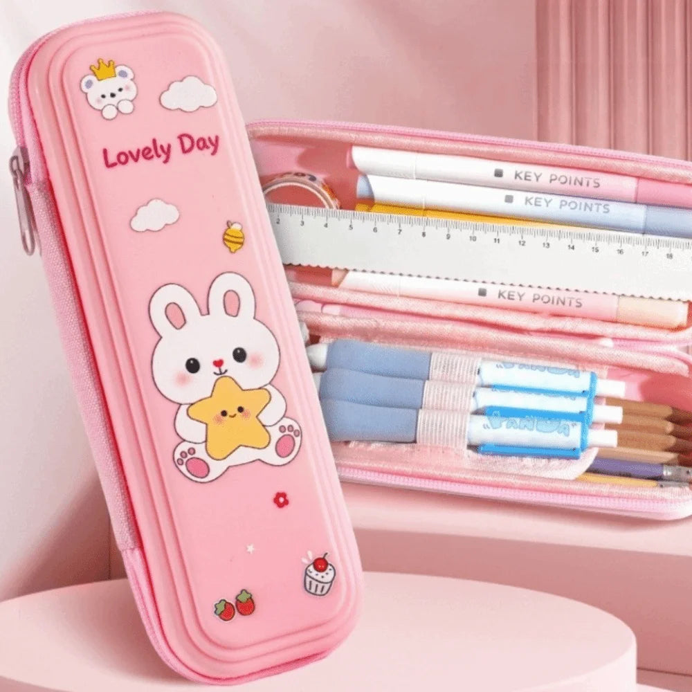 Cartoon Hard Shell Pencil Case – Large Capacity Stationery Box