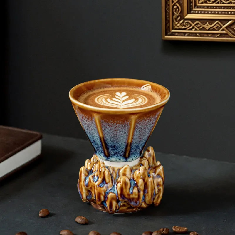 Kiln-Glazed Ceramic Espresso Cup & Saucer | 110ml Italian Style Ceramic Espresso Cup Nixie
