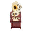 Retro Clockwork Gramophone Music Box – Vintage Phonograph Figurine Decorative Music Box Nixie with base