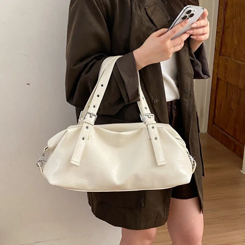 Vintage Distressed Soft Leather Boston Shoulder Bag for Women Leather Shoulder Bag Nixie