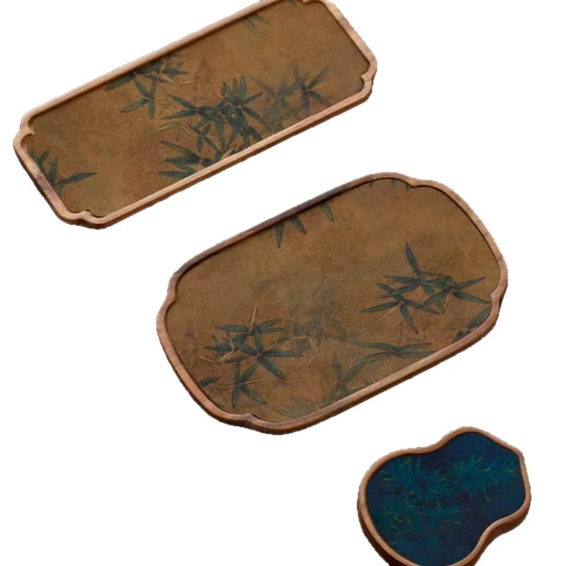 Walnut Tea Tray | Chinese Style Cloud Gauze Tea Mat & Set