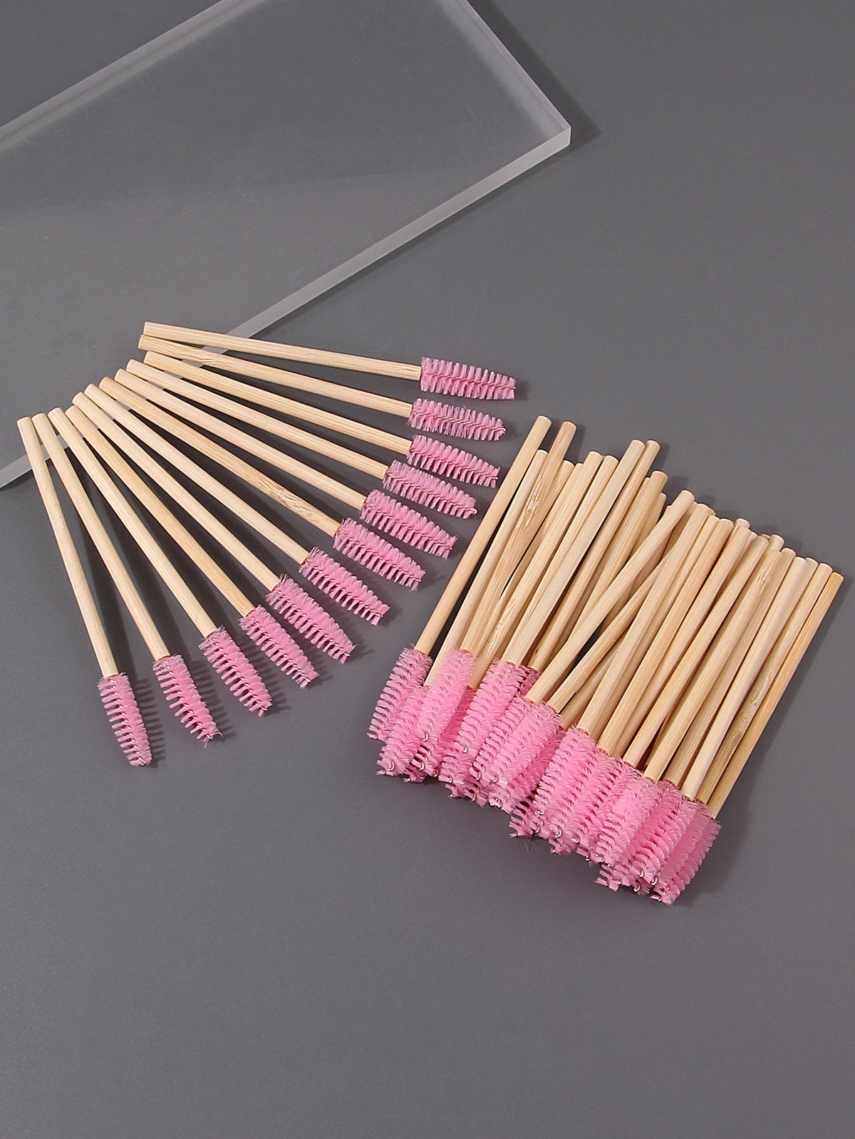 50 Pcs Bamboo Eyelash Brushes – Spiral Lash & Eyebrow Combs Eyelash Brush Set Nixie