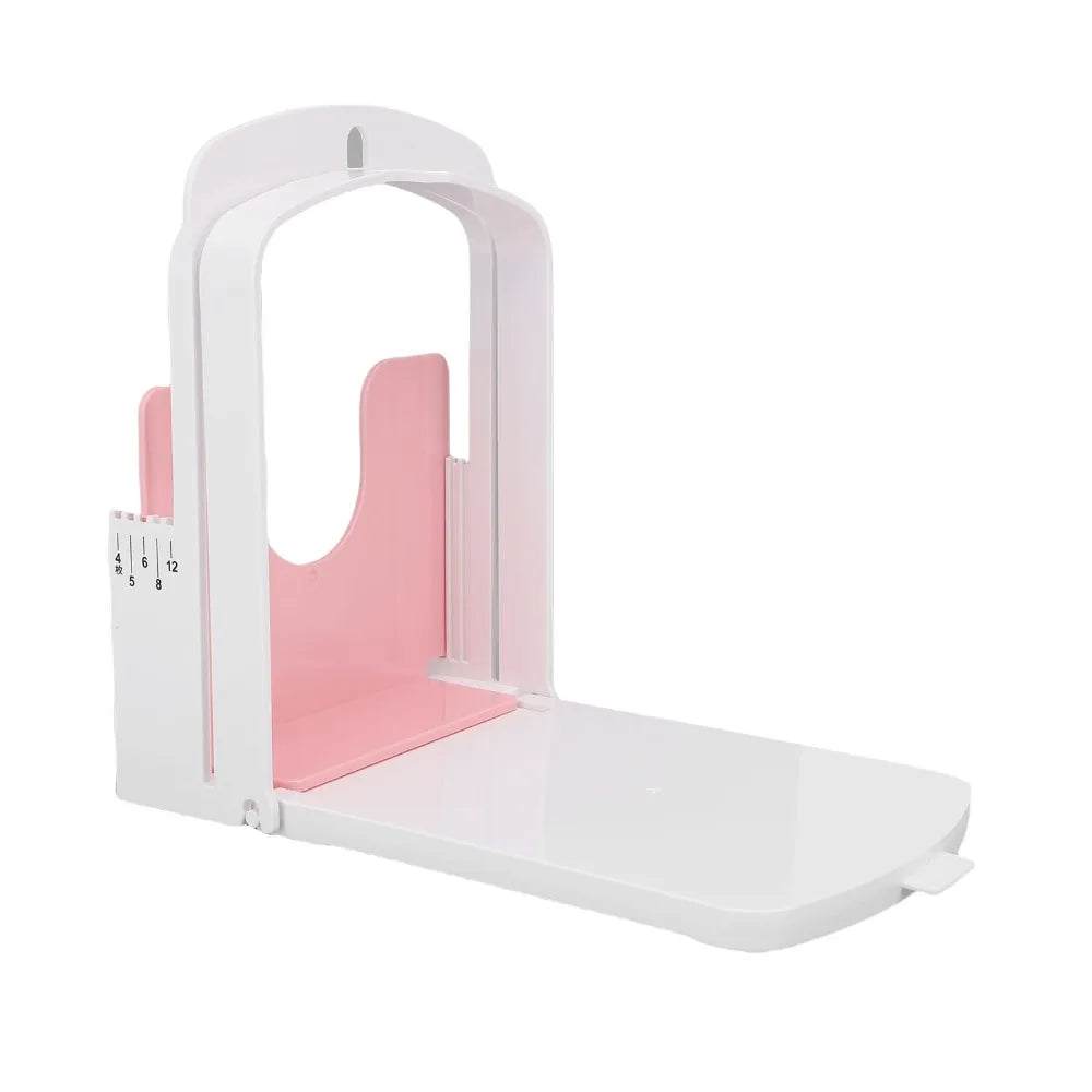 Foldable Bread Slicer Guide – 5 Thickness Modes | Pink & White
