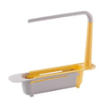 Expandable Kitchen Sink Organizer with Drainer Basket & Towel Rack Sink Shelf Organizer Nixie Yellow