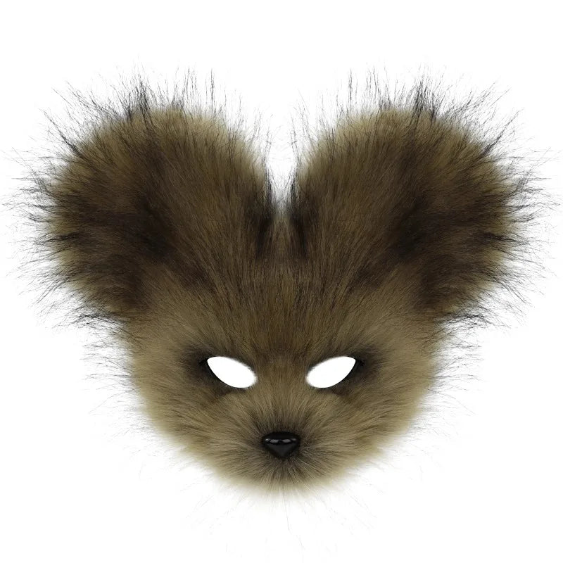Faux Fur Mouse Mask – Halloween Carnival Costume Prop Costume Mask Nixie