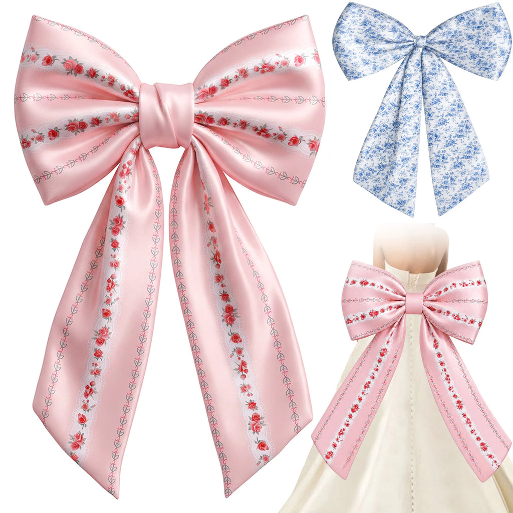 Large Pink Floral Bow Decoration – Party & Christmas Tree Topper Party Bow Decoration Nixie