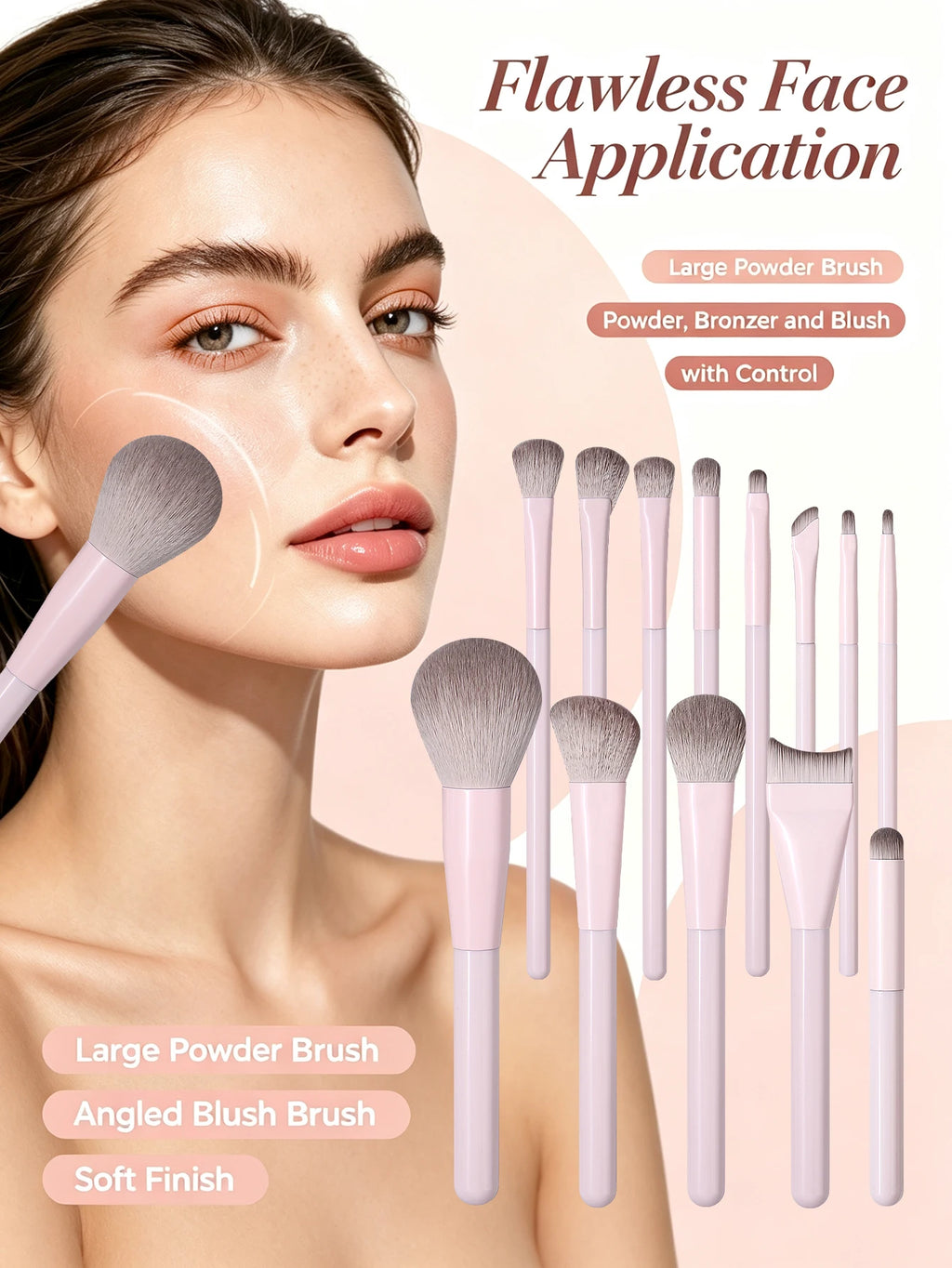 16Pc Makeup Brush Set – Soft Synthetic Hair, Sponge & Puff Makeup Brush Set Nixie