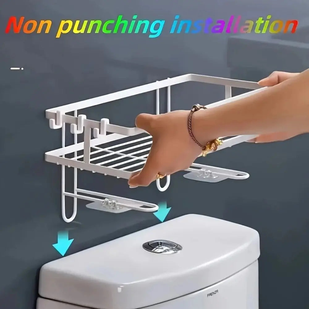 No-Drill Metal Bathroom Toilet Storage Rack & Shelf Organizer Bathroom Storage Shelf Nixie