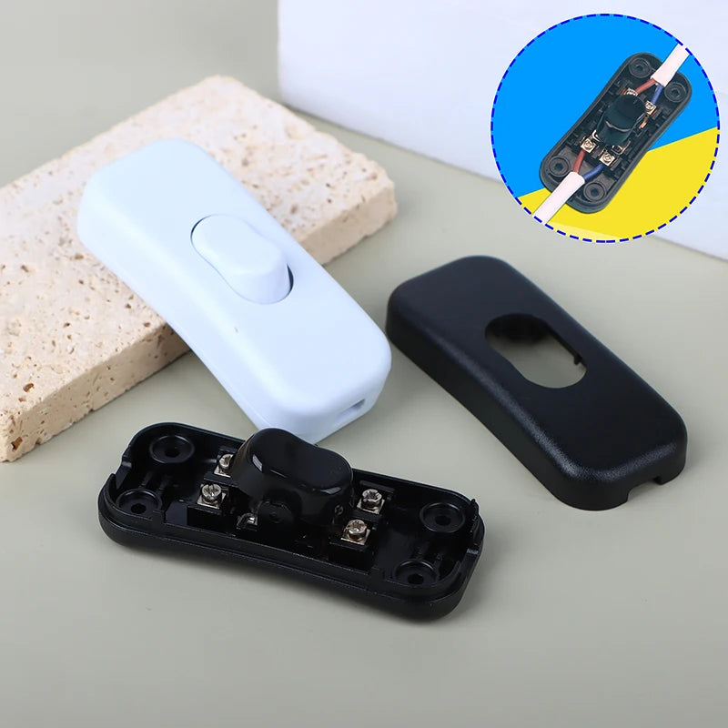AC 250V Inline Rocker Toggle Switch for Table Lamp & LED Light