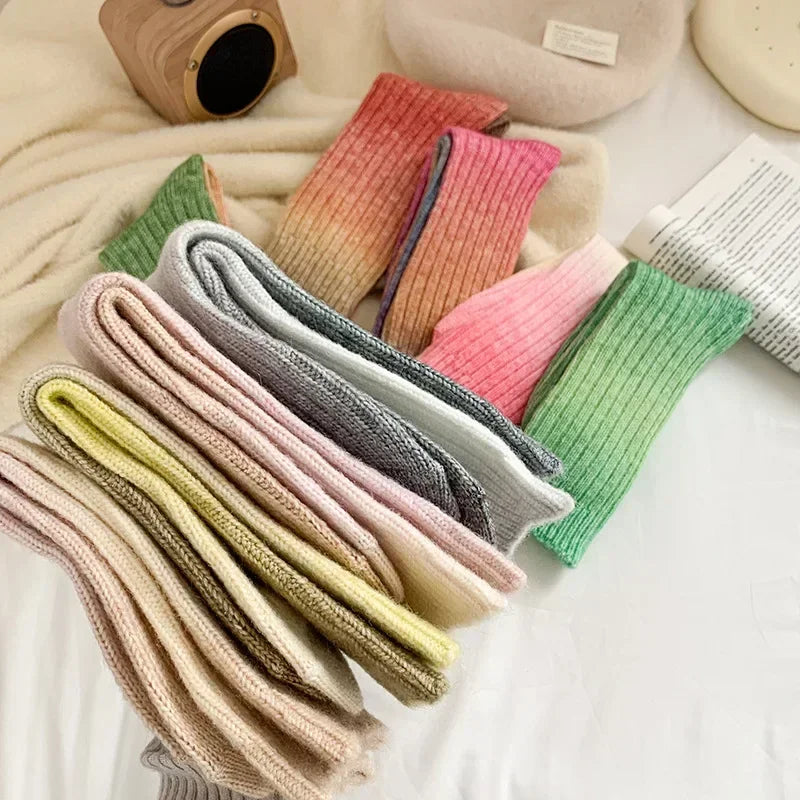 Women's Thick Thermal Gradient Knit Socks – 2 Pairs