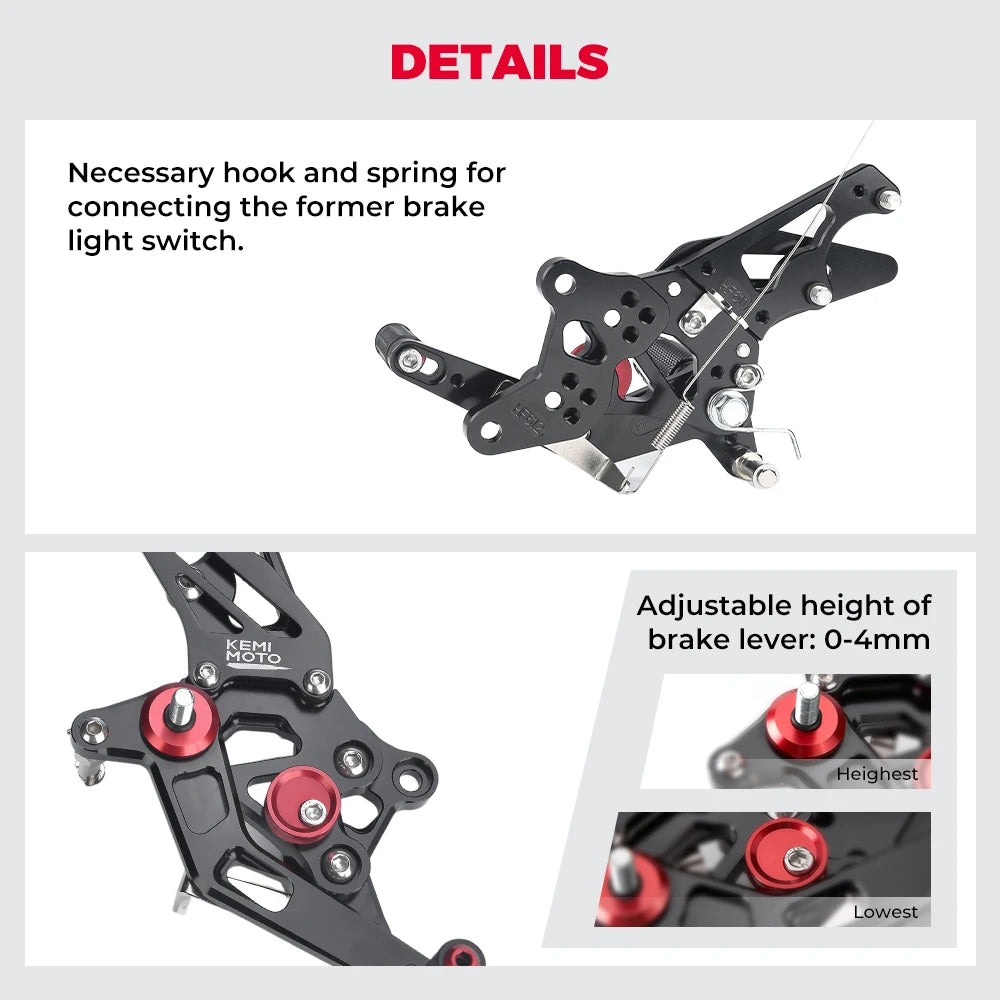 CNC Rearsets Foot Pegs for Yamaha R3 R25 MT-03 MT-25 2014–2020 Motorcycle Rearsets Nixie