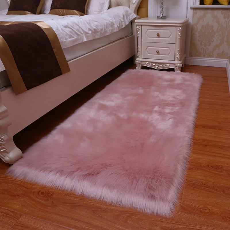 Soft Faux Sheepskin Plush Rug – Bedroom & Living Room Mat Plush Area Rug Nixie