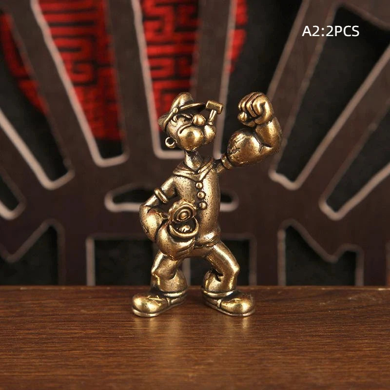 Popeye Sailor Man Brass Figurine Desk Decor Ornament 1-2PCS Brass Collectible Figurine Nixie 2pcs