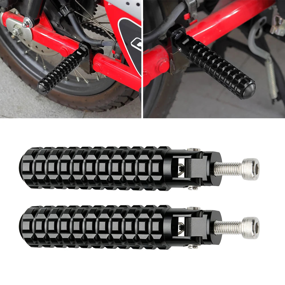 KEMITOUR 8MM Universal Aluminium Motorcycle Foot Pegs Auto Rebound Motorcycle Foot Pegs Nixie