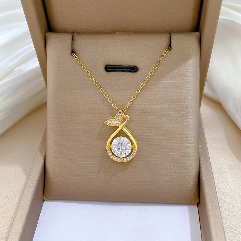 Copper Pendant Necklace Women | Stainless Steel Clavicle Chain Pendant Necklace Nixie