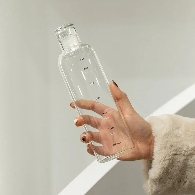FEB.WIND Cute BPA-Free Water Bottle with Time Scale Water Bottle Nixie White 750ml