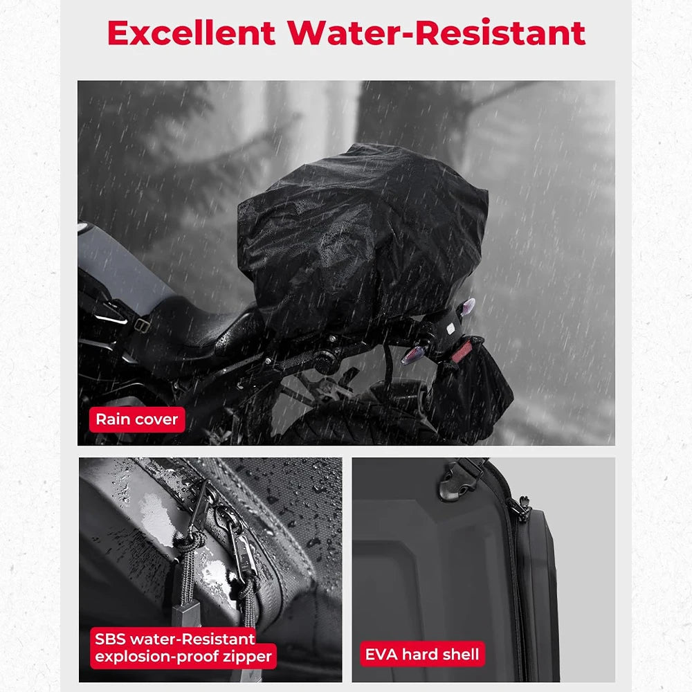 KEMITOUR Motorcycle Tail Bag Hard Shell EVA Waterproof 25–40L Motorcycle Tail Bag Nixie