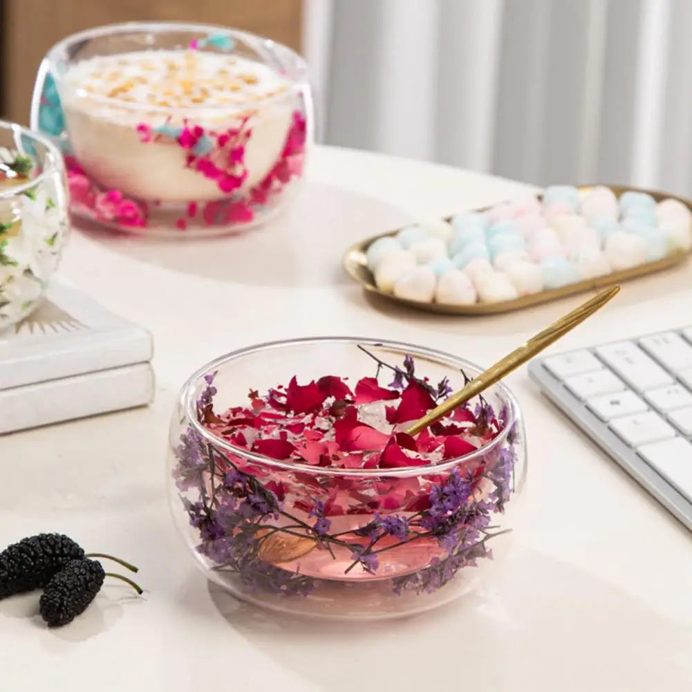 300ml Double-Walled Borosilicate Glass Bowl – Dried Flowers Decorative Glass Bowl Nixie