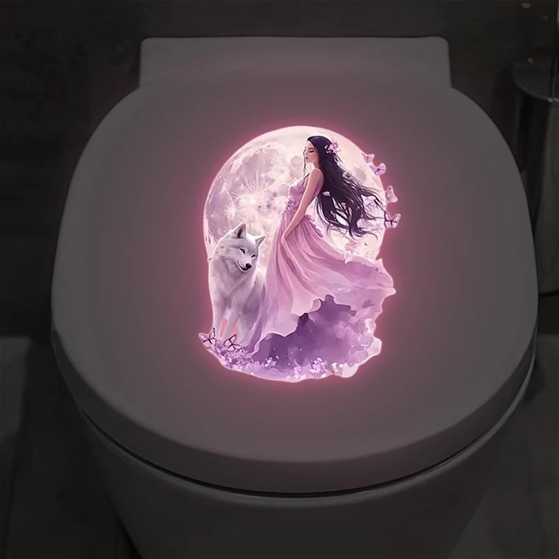 Glow-in-the-Dark Wolf Fairy Toilet Wall Decal Sticker | PVC Luminous Wall Decal Nixie Default Title