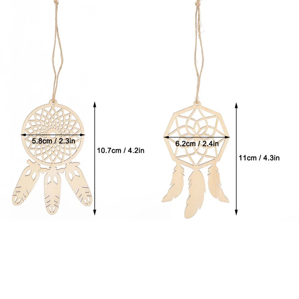 20pcs Unfinished Wood Dreamcatcher Ornaments – Boho DIY Kit Wood Craft Ornaments Nixie
