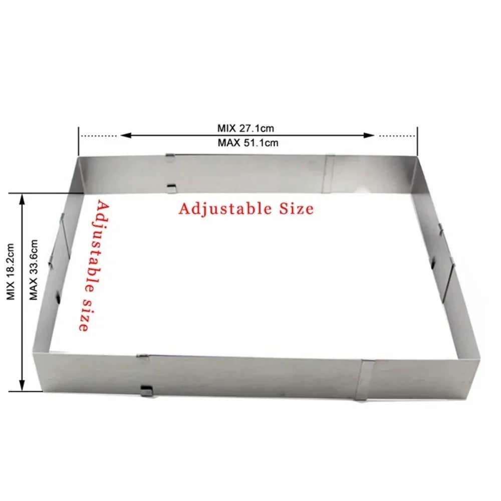 Adjustable Stainless Steel Square Cake Ring Mold for Mousse