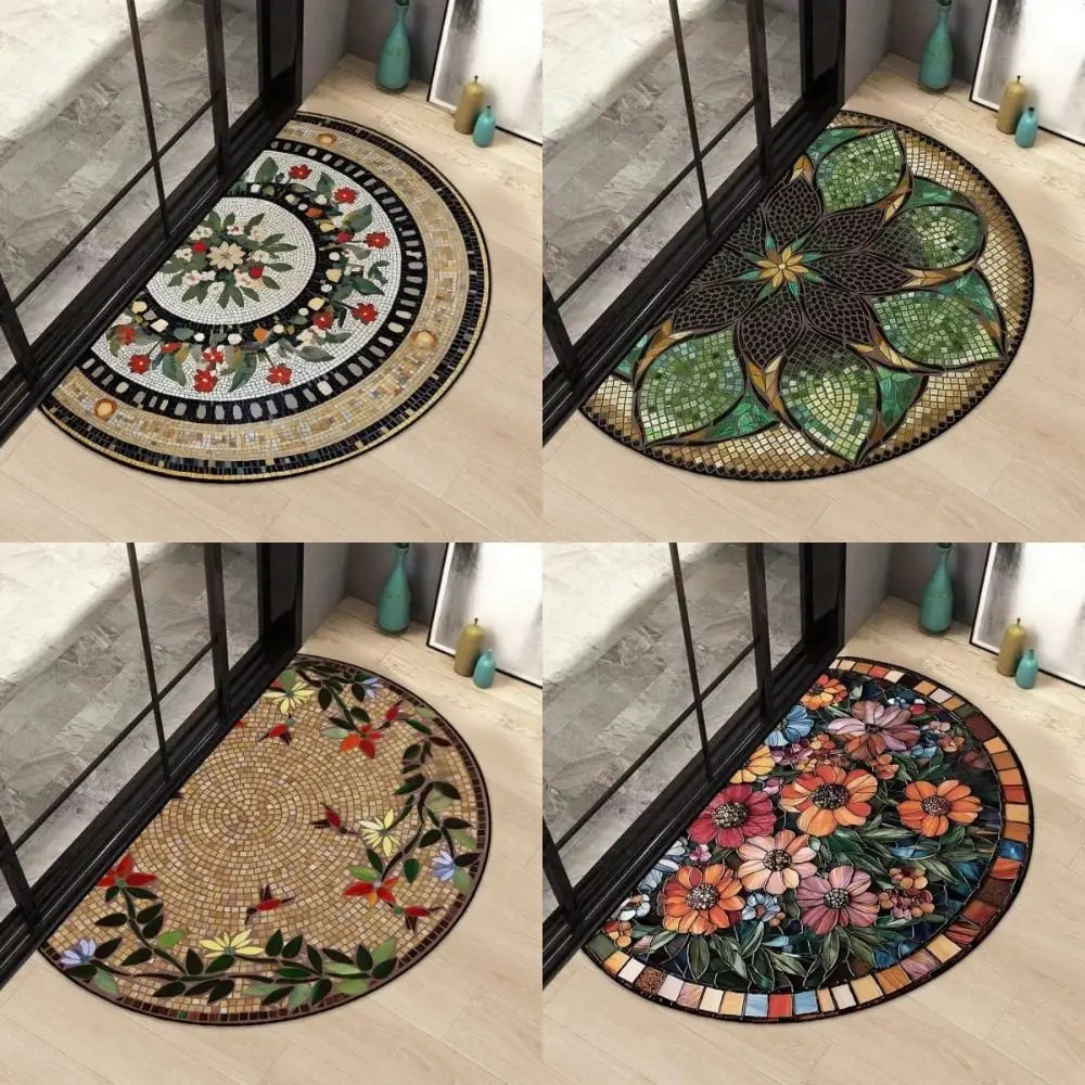 Semi-Circular Non-Slip Doormat | Washable | Silicone Backing Entryway Doormat Nixie