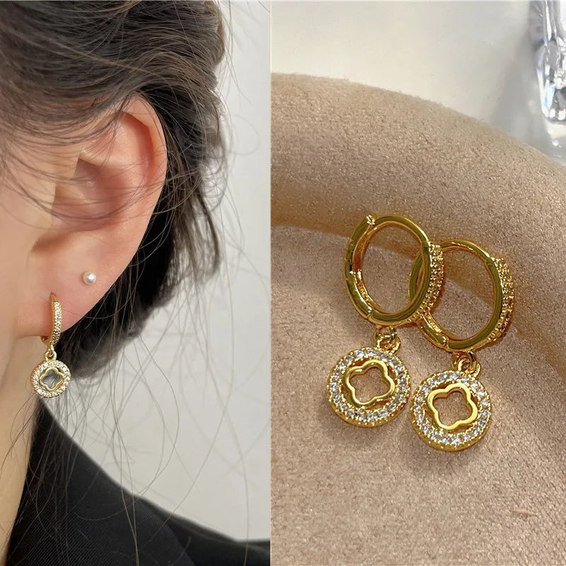 Nixie Zircon Drop Earrings – 14K Gold Plated Sparkle for Women Drop Earrings Nixie XL1553-09