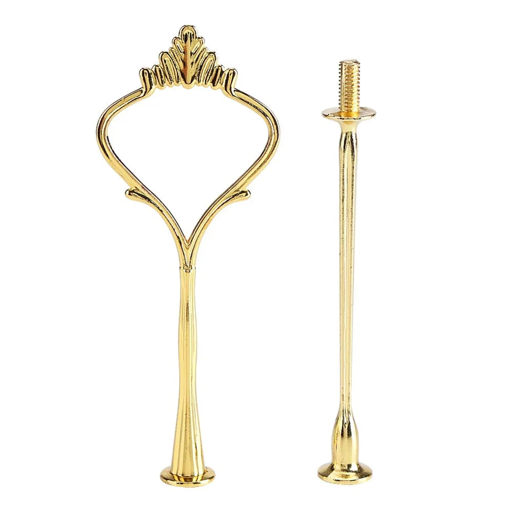 Crown Handle Tiered Cake Stand Hardware Set – Gold & Silver Cake Stand Hardware Nixie 2 Tiers Gold