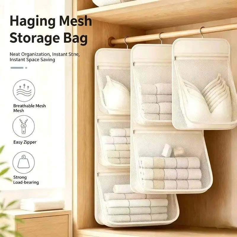 3-Tier Hanging Closet Organizer Bag | Breathable Mesh