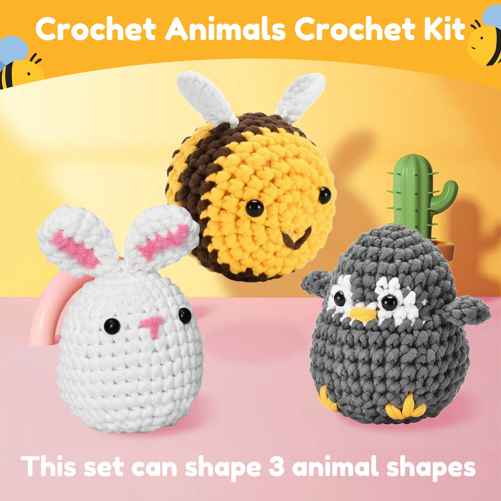 Cute Animal Crochet Kit for Beginners – DIY Wool Yarn Craft Set Crochet Starter Kit Nixie