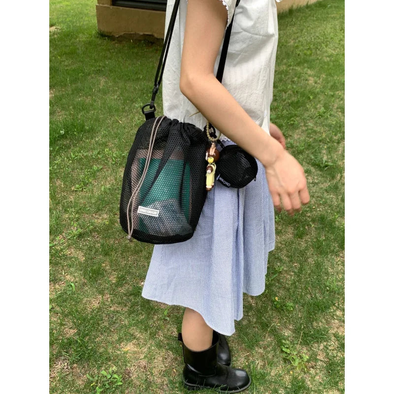 Mesh Bucket Bag – Large Capacity Beach & Crossbody Bag