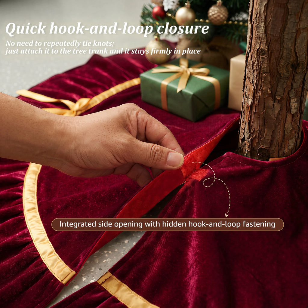 Large 84" Ruffled Velvet Christmas Tree Skirt – Indoor & Outdoor Christmas Tree Skirt Nixie