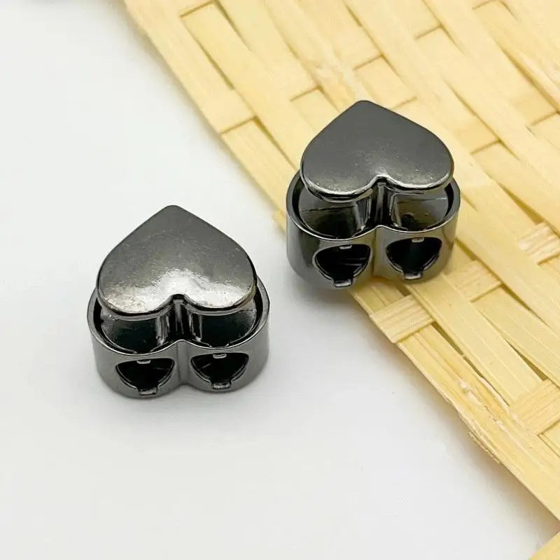 Heart Shape Zinc Alloy Spring Cord Lock Buckles – 5 Pack Cord Lock Buckle Nixie Dark gray