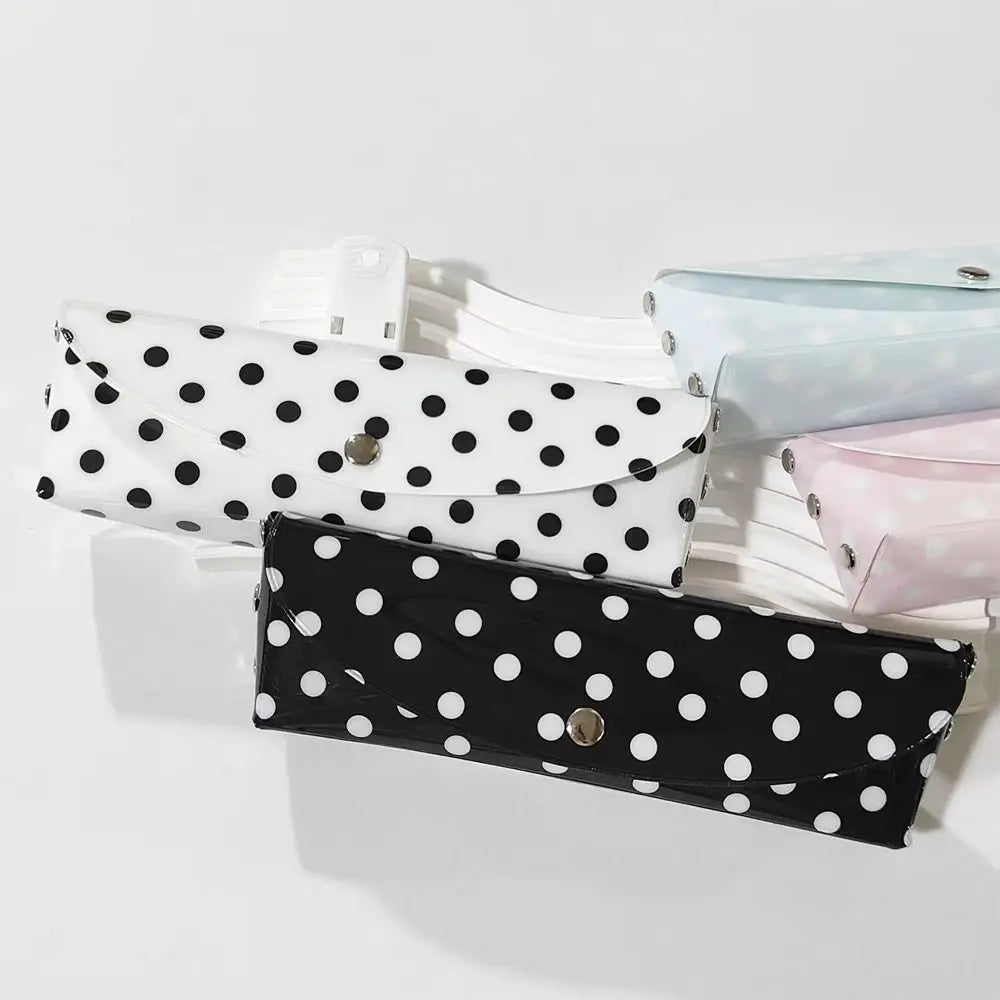 PVC Polka Dot Pencil Case Snap-Button Pen Pouch – School & Office Pencil Case Nixie