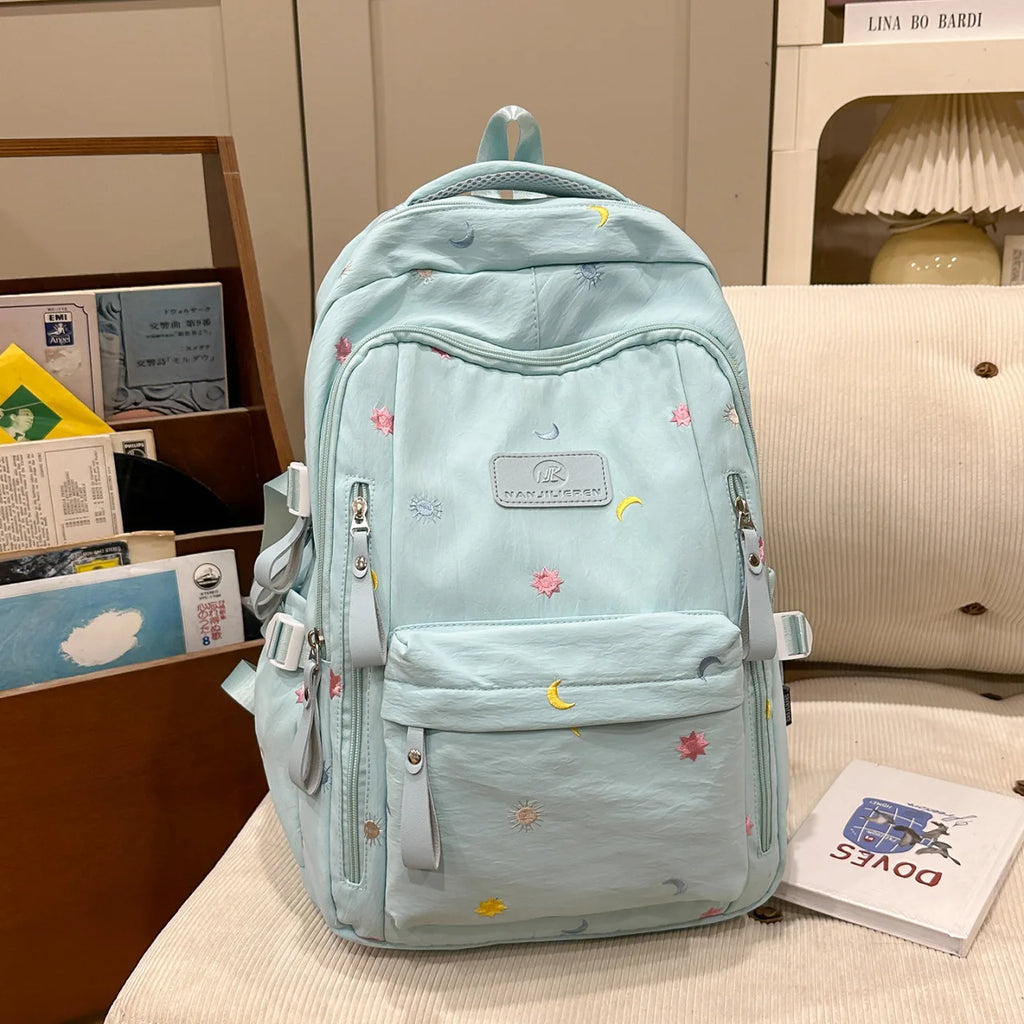 Embroidered Large Capacity Nylon School Backpack School Backpack Nixie BB-615-Green