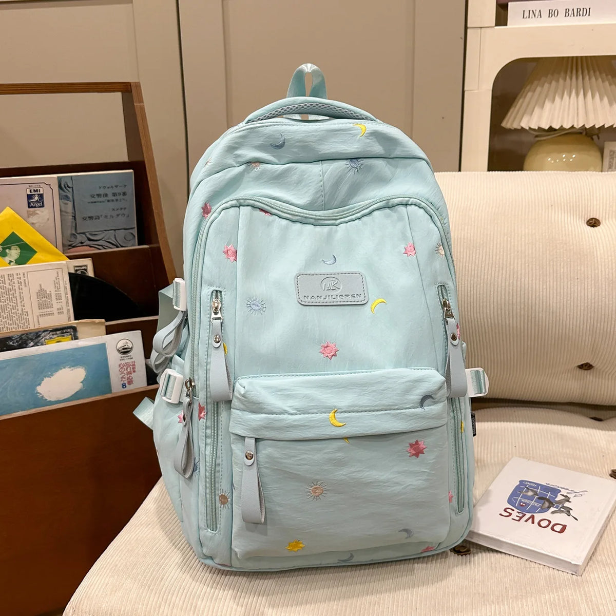 Embroidered Large Capacity Nylon School Backpack School Backpack Nixie BB-615-Green