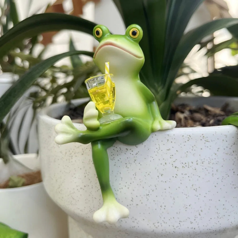 Resin Frog Figurine – Pot Edge & Fish Tank Hanging Ornament Decorative Figurine Nixie
