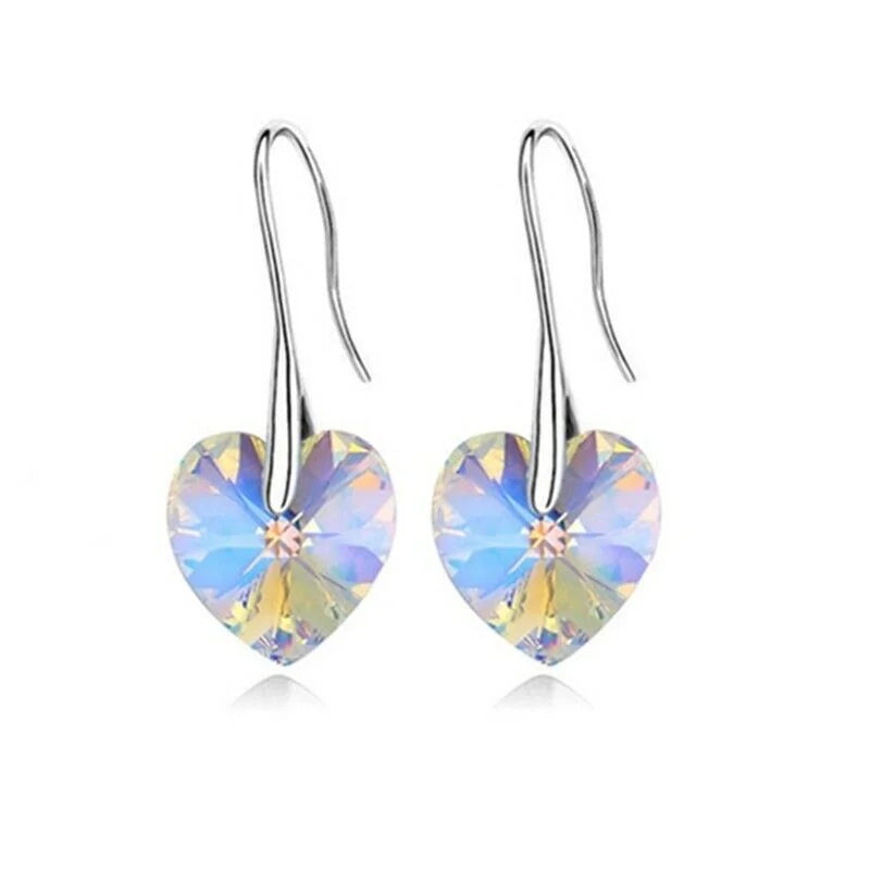 Women's AB Zircon Heart Pendant Necklace & Earring Set Jewelry Set Nixie