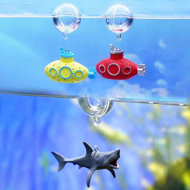 Floating Shark & Submarine Fish Tank Decorations – PVC Ornaments Aquarium Decoration Nixie