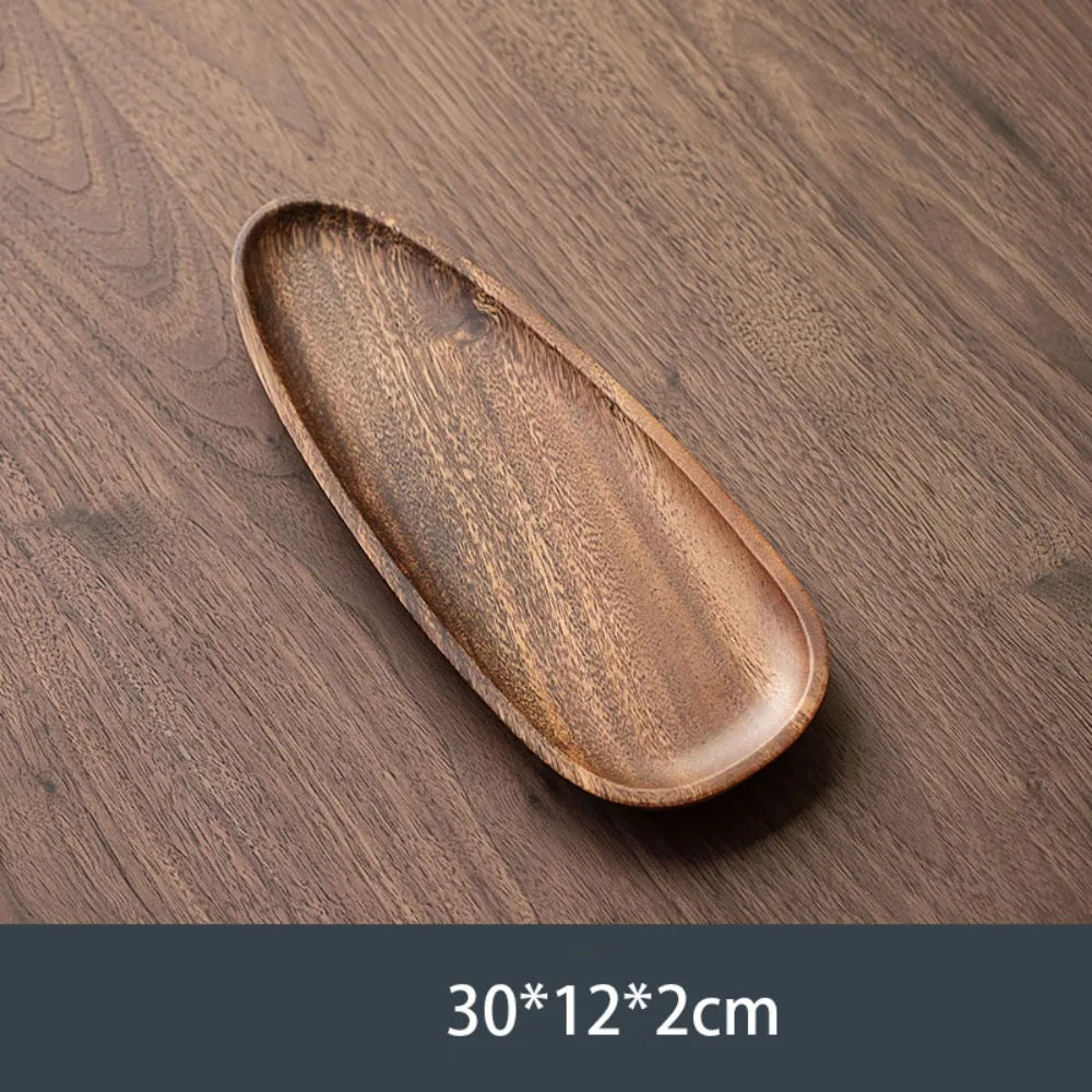 Walnut Wood Leaf Tea Tray – Serving Platter for Snacks & Fruit