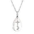 Crystal Cross Pendant Necklace – Unisex Fashion Jewelry Gift Pendant Necklace Nixie Silver Plated
