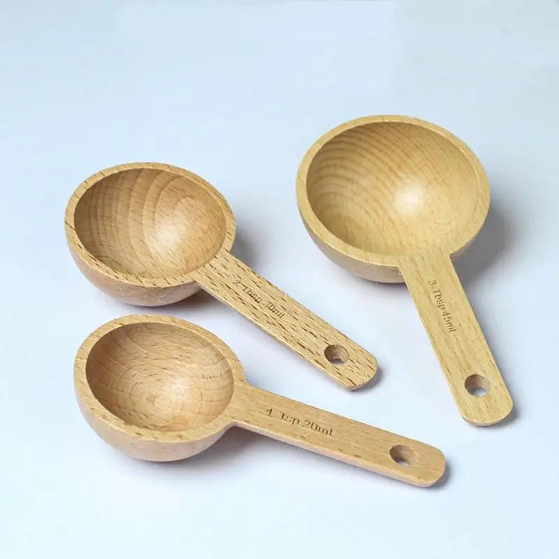 Wooden Measuring Spoon 7.5–45ML Beech Walnut Kitchen Tool